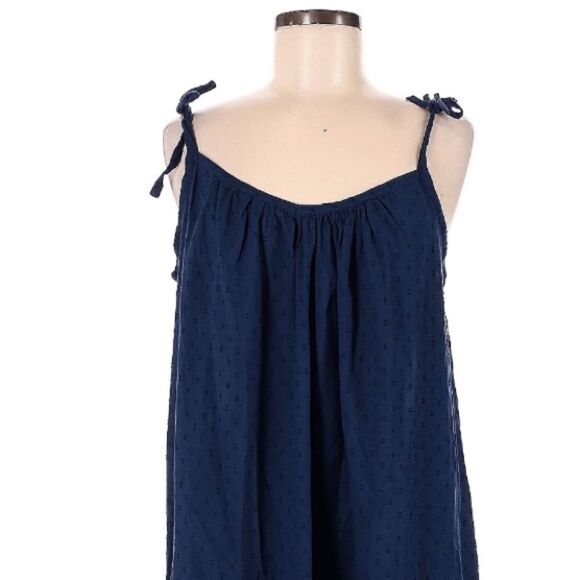 Emerson Fry Curation 100% Organic Cotton Swiss Dot India Dress in Navy Size L - Picture 8 of 10